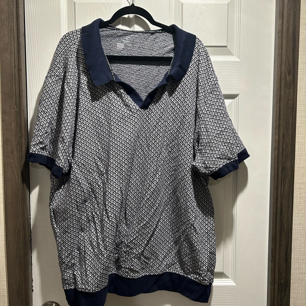 Men's Navy and White Patterned Shirt